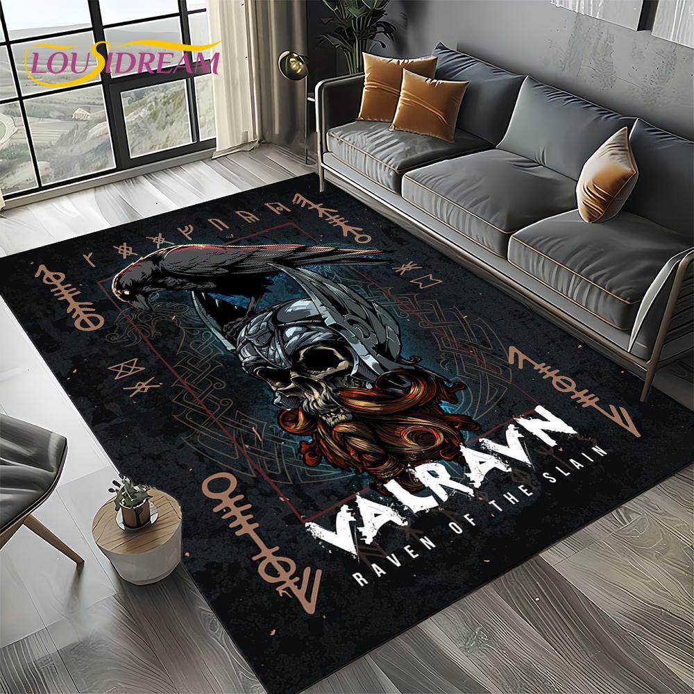 Odin Simbolo Vichingo Valknut Nordico Valhalla Tappeto Tappetino per Soggiorno Camera da Letto Casa Decorazione Divano, Tappeto da Area Tappetino Antiscivolo per Pavimento