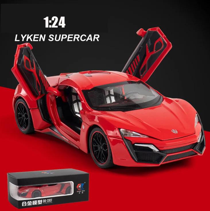 1:24 LYKAN Hypersport Diecasts & Toy Vehicles Metal Car Model Sound Light Collection Car Toys For Children Christmas Gift
