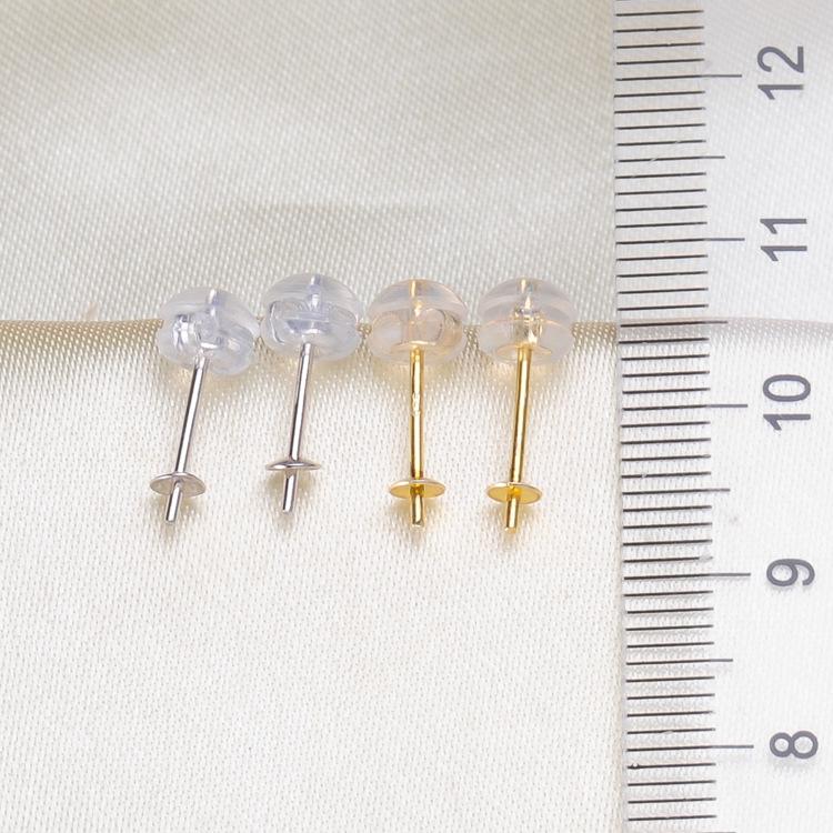 Boucles d'oreilles clous DIY en argent S925 avec bouchons d'oreille en silicone