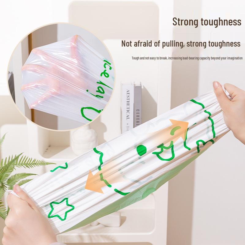 Tear-Free Cartoon Print Drawstring Garbage Bags, Large Roll, Extra Thick for Household & Kitchen - Newcomer Exclusive