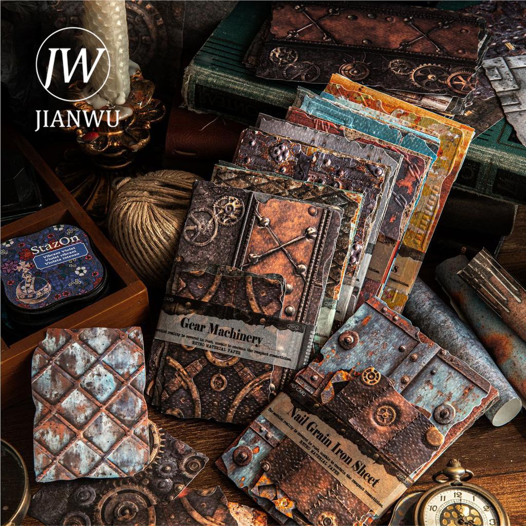 JIANWU Paper Rust Series Vintage Rust Relief Landscape Collage Scrapbooking Material Paper Creative DIY Junk Journal Stationery