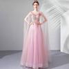 Pink evening dress banquet temperament elegant stage performance dress skirt long model catwalk fairy wedding dress