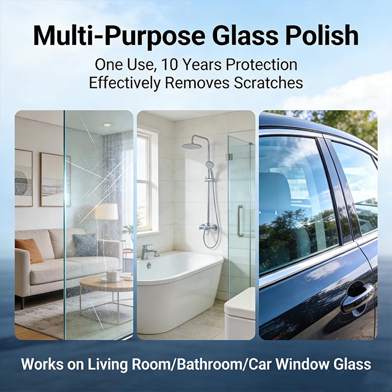 Fasilawei 85ml Glass Polishing Powder Fast Scratch Remover Restorer Tool for Car Mirrors Bathroom RV Surfaces Repair Solution