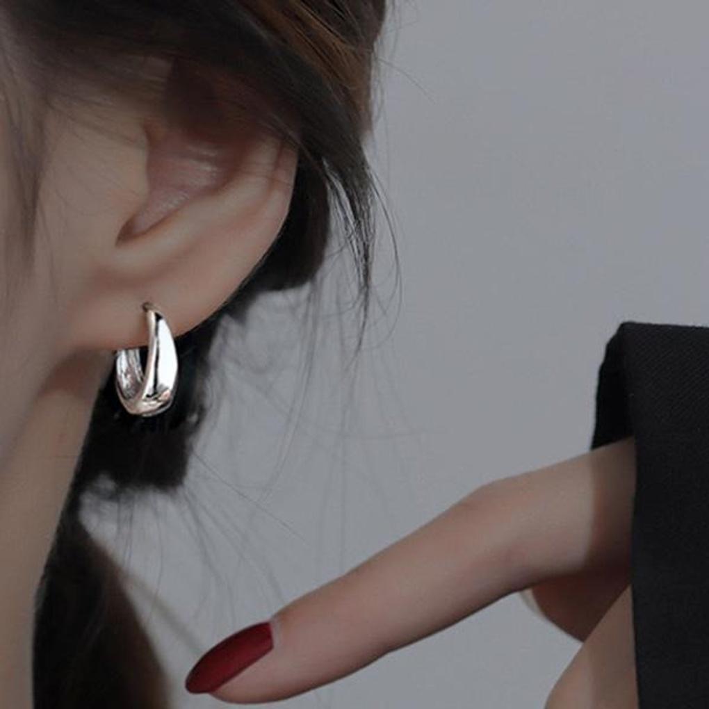 Women's Daily Big Bold Simple Silver Hoop Earrings