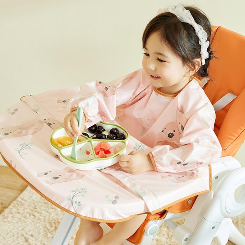 Śliniaki dla maluchów z długim rękawem, pełne ubranko ochronne, śliniaki niemowlęce z rękawami, ulepszenia dla dziecka