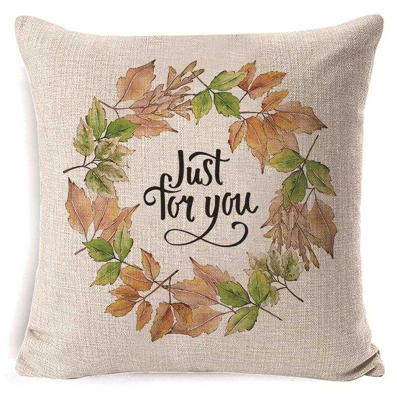 New Autumn Thanksgiving Cushion Cover Home Sofa Decoration Printed Linen Harvest Festival Cushion Cover