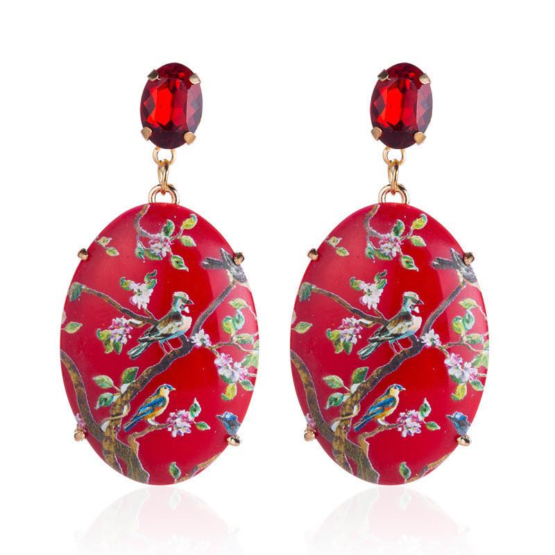 Alloy Geometric Contemporary Earrings Multicolor Oval Design Fashion Street