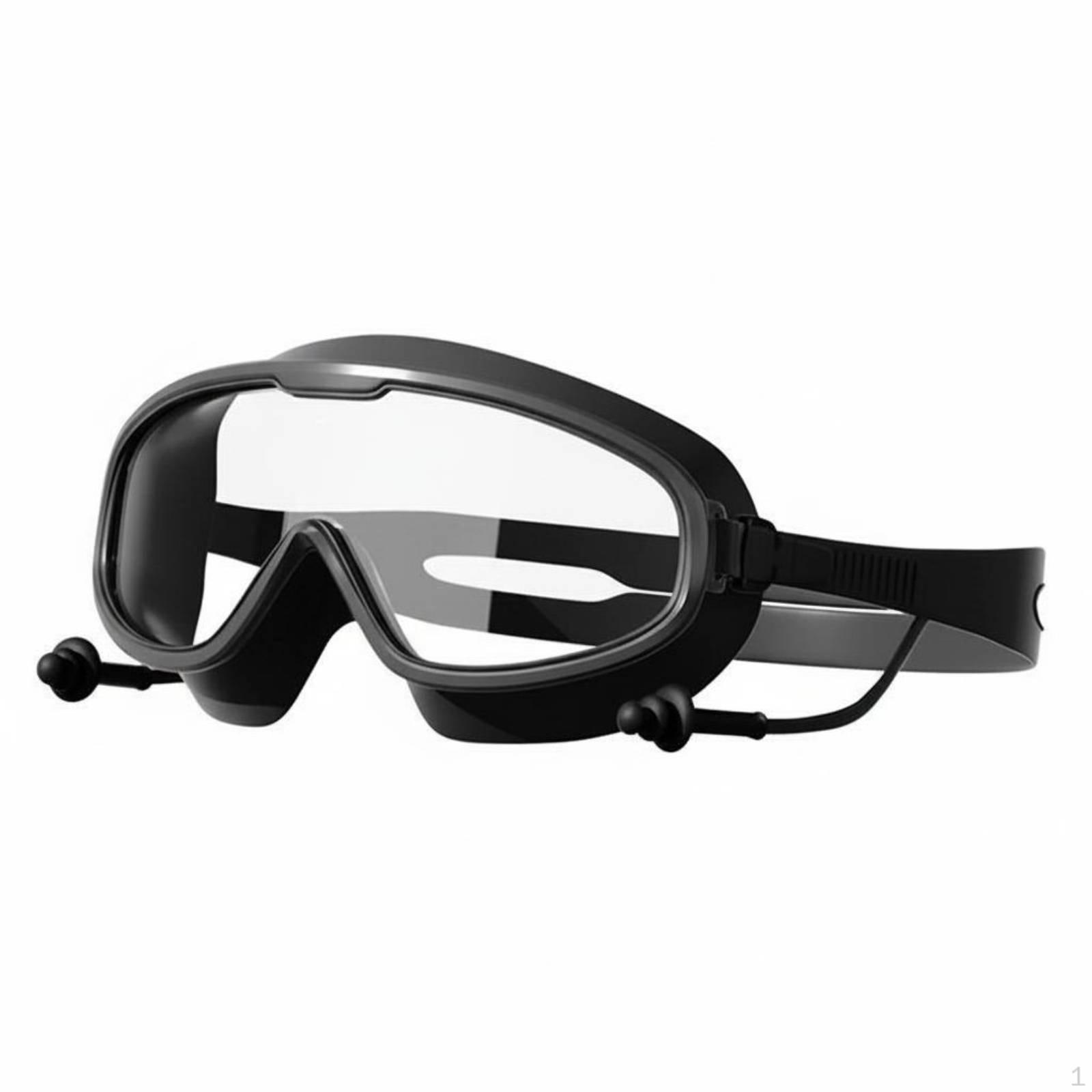 Large Frame Swimming Goggles AntiFog Swim Eyewear Clear Expansive View