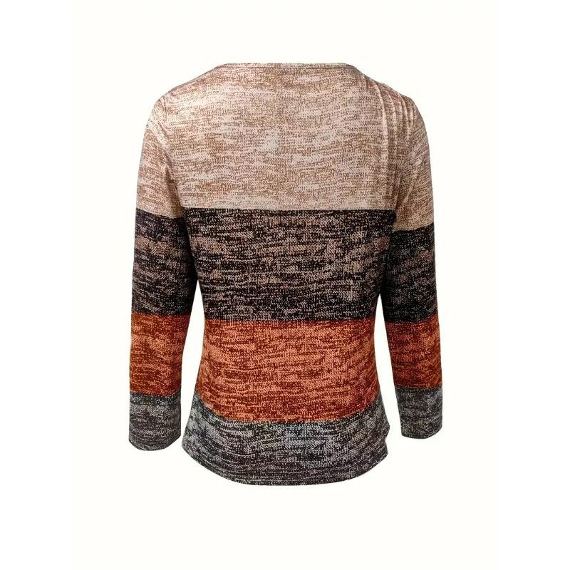 Herbst und Winter Europäisch und Amerikanisch Beliebt V-Ausschnitt Reißverschluss Spleißen Langarm Bedruckt Ausgebrannte Blume Damen T-Shirt