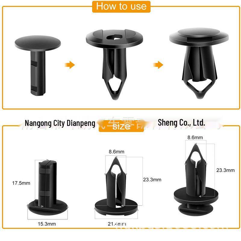 Balení 100 ks nýtovacích klipů nárazníku pro Chrysler & Ford (GM21030249, N807389S)