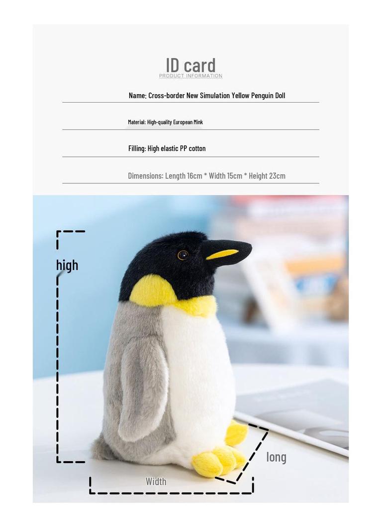 Yellow Penguin Plush Toy & Pillow for Children - Cognitive Ornament & Gift
