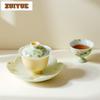 100ml Apricot Yellow Hand-painted Osmanthus Gaiwan Luxury Tea Tureen Tea Bowl With Lid Kit Tea Making Cover Bowl Teaware Gift