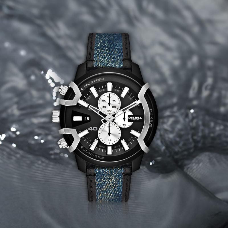 Diesel Watch Quartz Movement Leather Strap 43Mm Black Dial Multifunction Chronograph Calendar Men watches DZ4572-NLP
