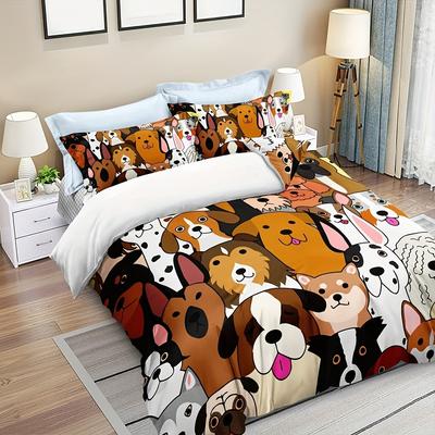 Funda Nórdica para Perro Me Encantan los Perros Juegos de Cama Funda de Edredón Para Niños Niños Niñas Animales Kawaii Dibujos Animados Funda de Colcha Decoración de Dormitorio