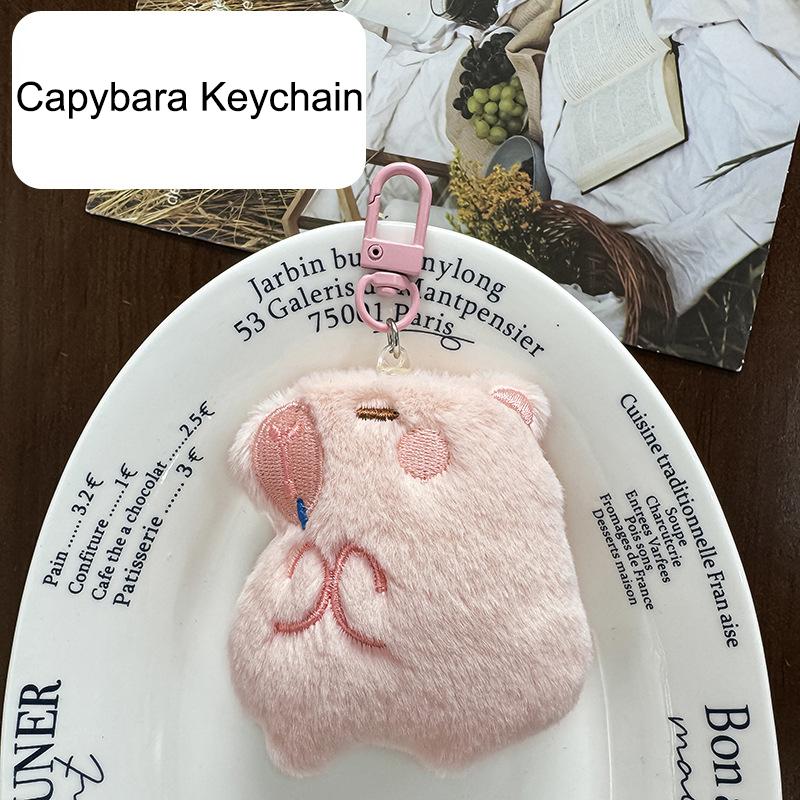 Kawaii Cartoon Capybara Plüsch-Schlüsselanhänger Anhänger Weiche Capybara Brosche Niedliche Neuheit Rucksack Dekoration Zubehör Geschenke