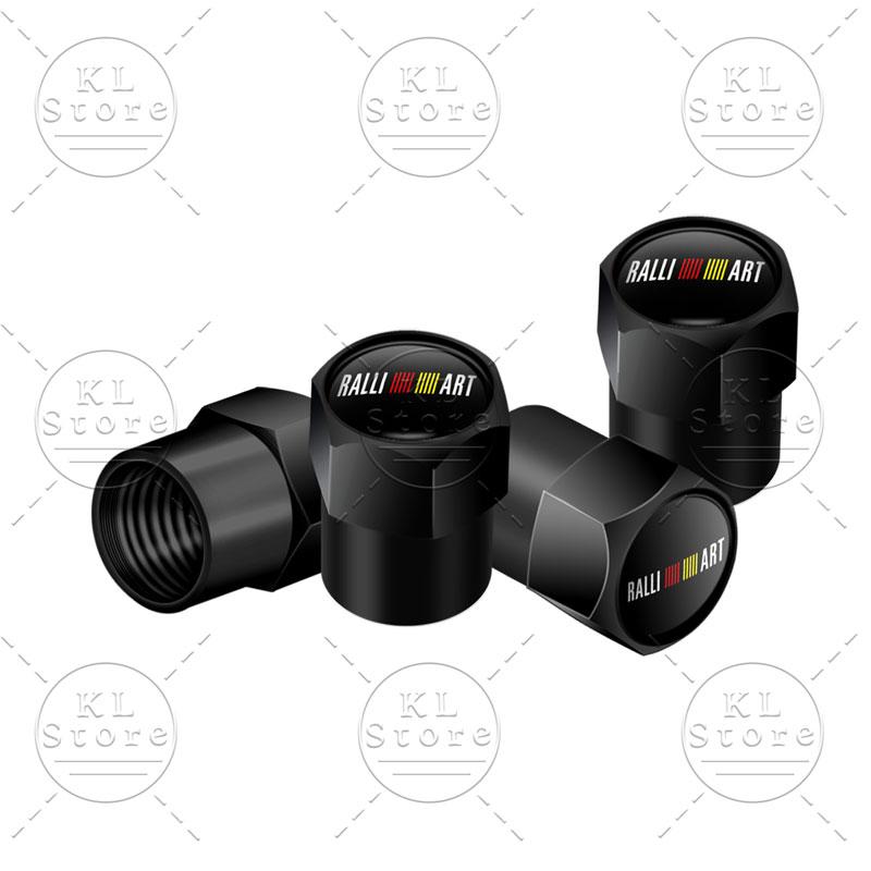 4 stuks Auto Styling RalliArt Embleem Wiel Band Ventieldopjes Stuurpen Hoes Stofkappen Voor Mitsubishi RalliArt Lancer 9 10 Asx Outlander