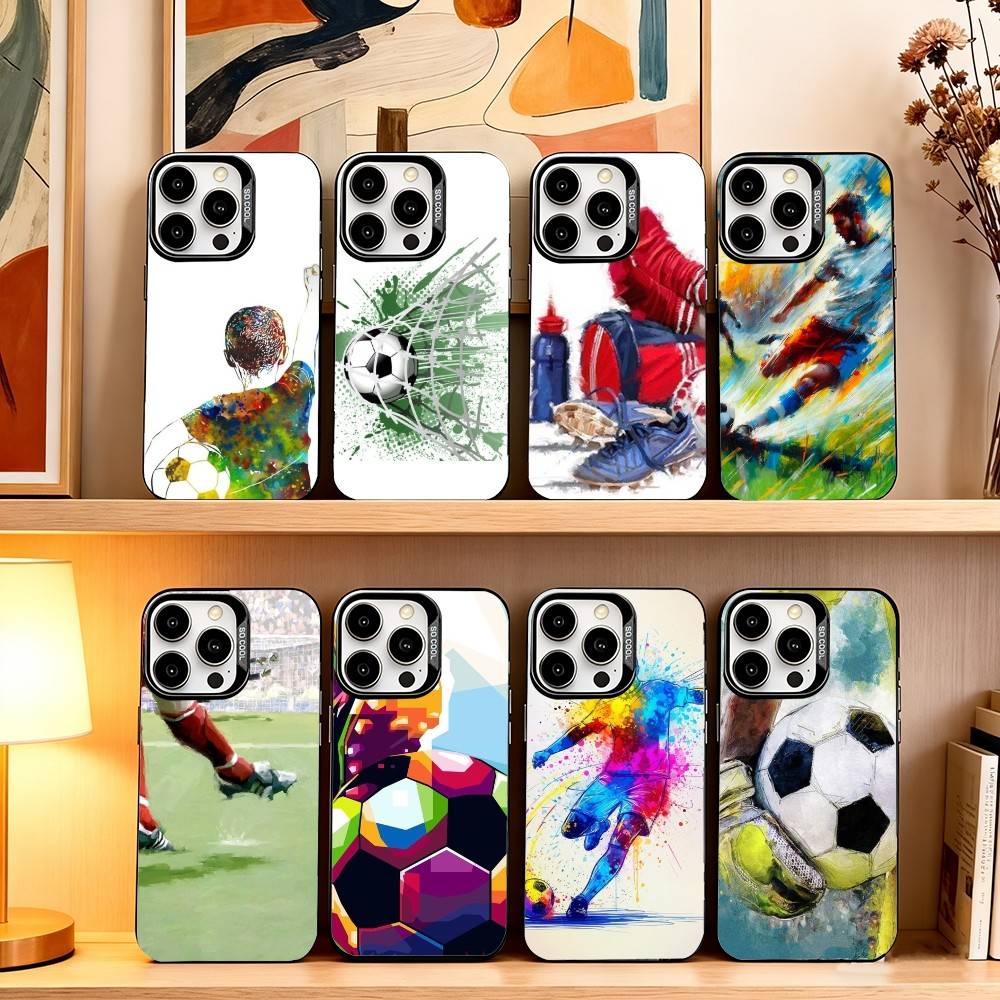 Football A-Art Phone Case For iPhone 17,16,15,14,13,12,11 Plus,Pro Max,XS,Colorful Silver Phone Case Funda Cover