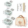 Picnic Portable Large Capacity Bento Lunch Box 1/2 Grids Leak-proof 304 Stainless Steel Food Container Microwave Safe