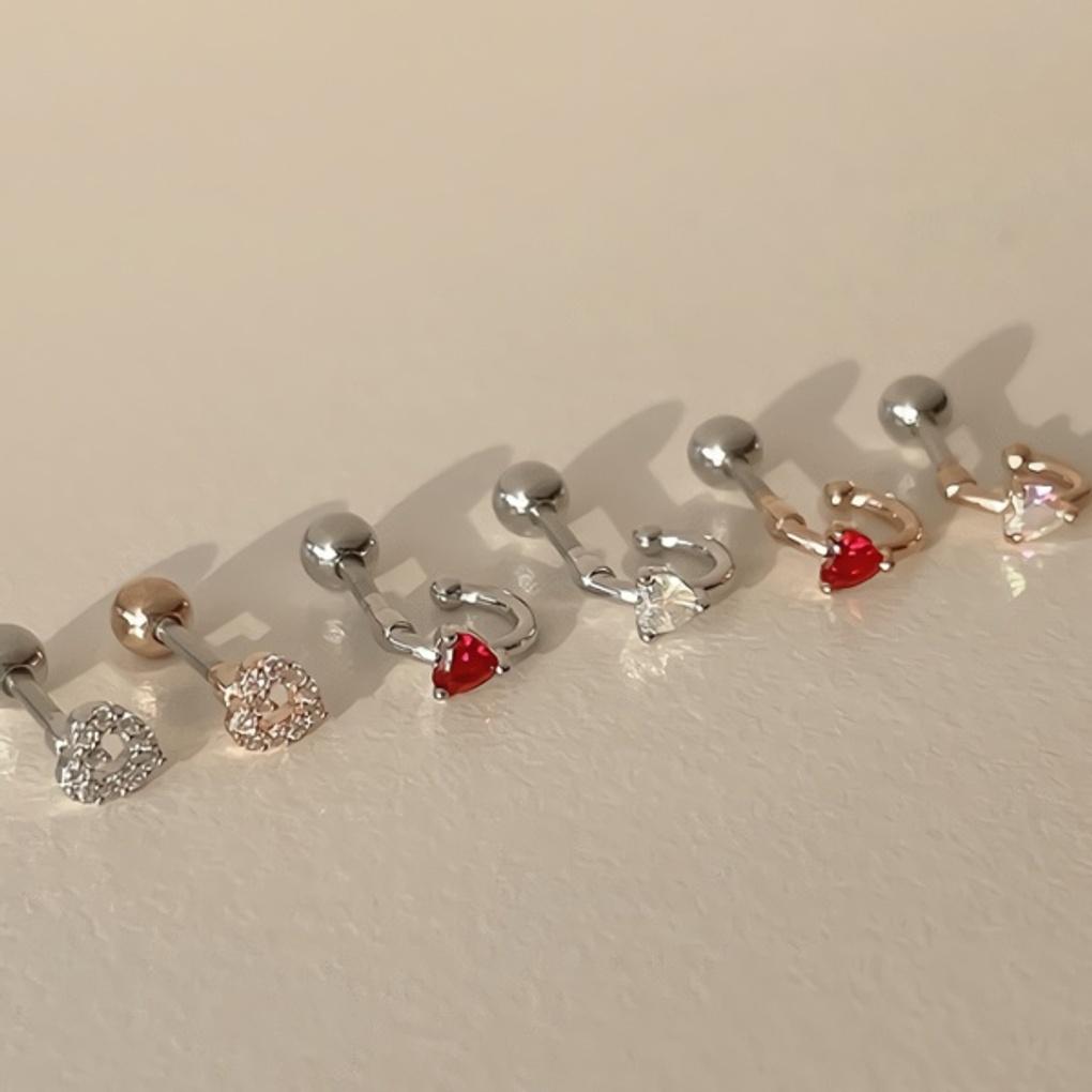 

Women s Heart Cubic Curve Piercing Inner Conch Earrings Type 2 Curving Heart