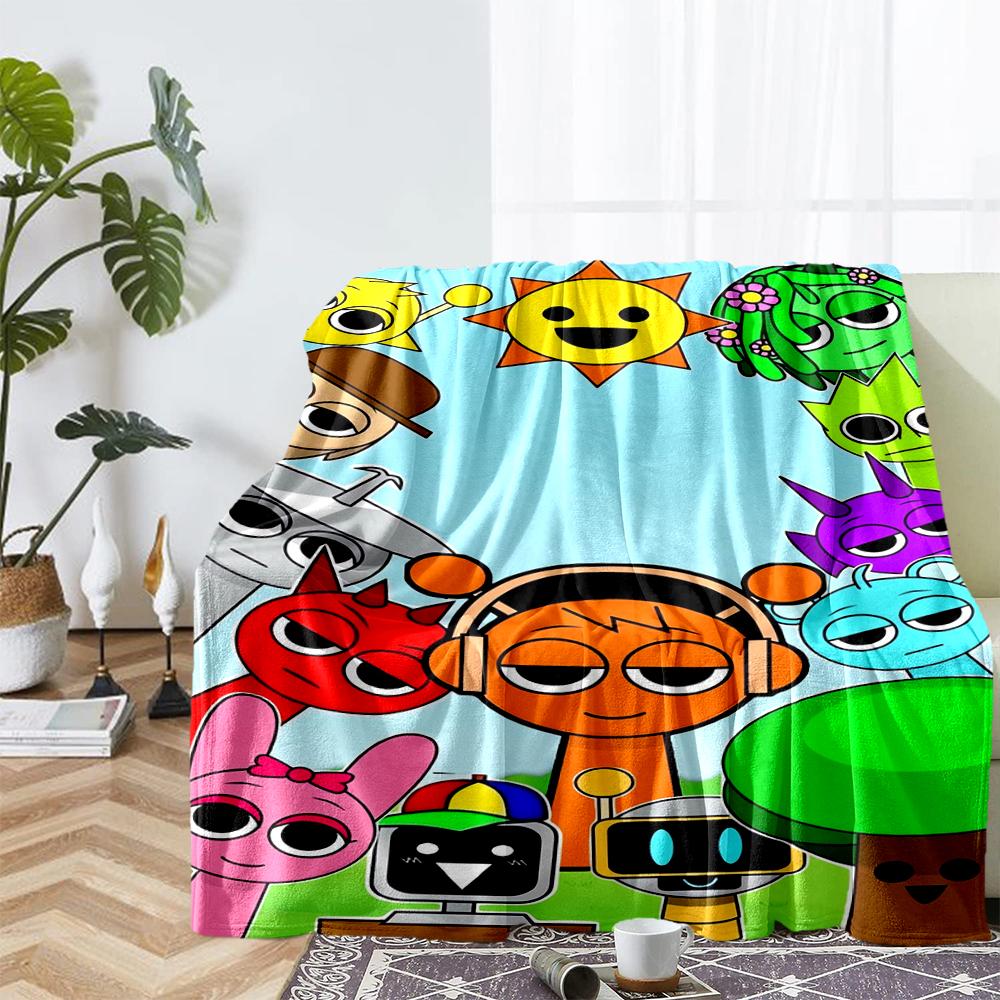 Coperta stampata a tema Sprunki - Perfetta per divano, letto, viaggi e uso all'aperto | Lavabile in lavatrice, accogliente e resistente.