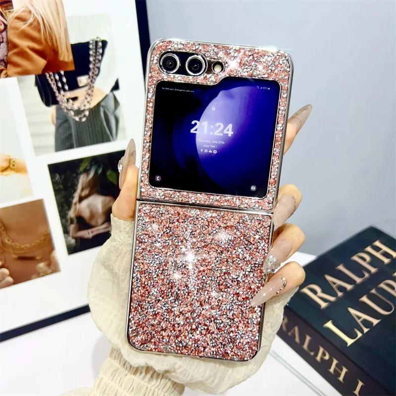 

Роскошный гальванический чехол Water Diamond для Samsung Galaxy Z Flip 6 5 4 3 со стразами, жесткий противоударный чехол с полной защитой For Z Flip5