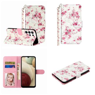 Custodia a Portafoglio in Pelle PU con Fantasia 3D Fiore di Rosa Antiurto con Slot per Carte per iPhone, Samsung, Huawei, Xiaomi, Moto, Tecno, Google, Nokia, Oppo, ZTE, Blackview...