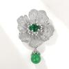 Vintage Court Fur with Accessories, Green Agate Camellia Brooch Dual Use