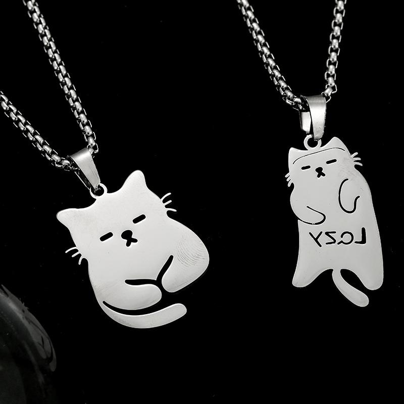 Kitty Mi Titanium Steel Necklace Simple and Versatile Hip-Hop Couple Pair of Necklaces Gift Sweater Chain