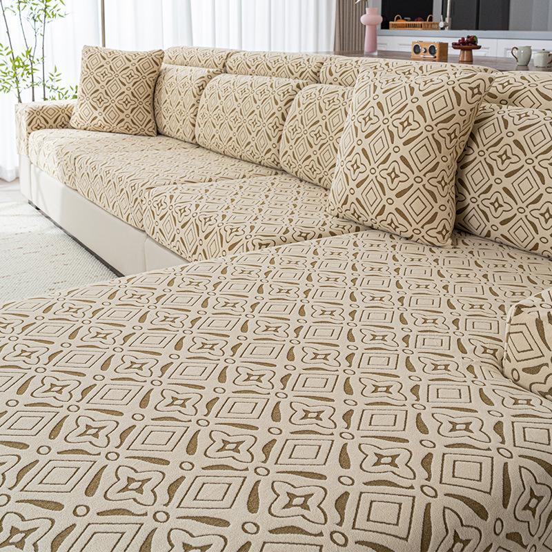 

Jacquard Waterproof Sofa Cover Slip Proof Universal Full Coverage Couch Protector Anti Cat Scratch Pillowcase кофейный