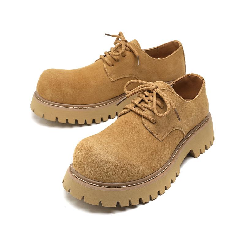 Derby shoes men's 2024 new Mickey big head shoes platform low-top big yellow boots round head fashion leather shoes 24287-R