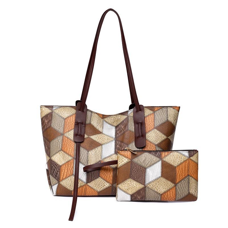 Women's bag street trend splicing leather large-capacity portable shoulder oblique span child and mother bag splicing design