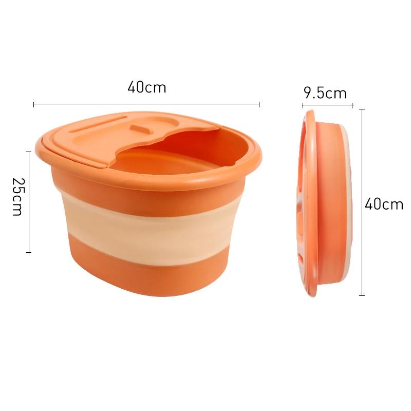 Foldable Foot Bathtub Portable Foot Soaker Tub with Cover Lid Wash Basin Home Laundry Basket Massage Bath Soak Feet Container