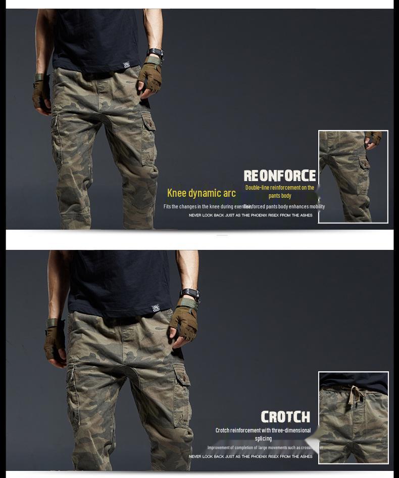 Men's Camo Nine-Point Multi-Pocket Pants - Military Style Casual Work Joggers
