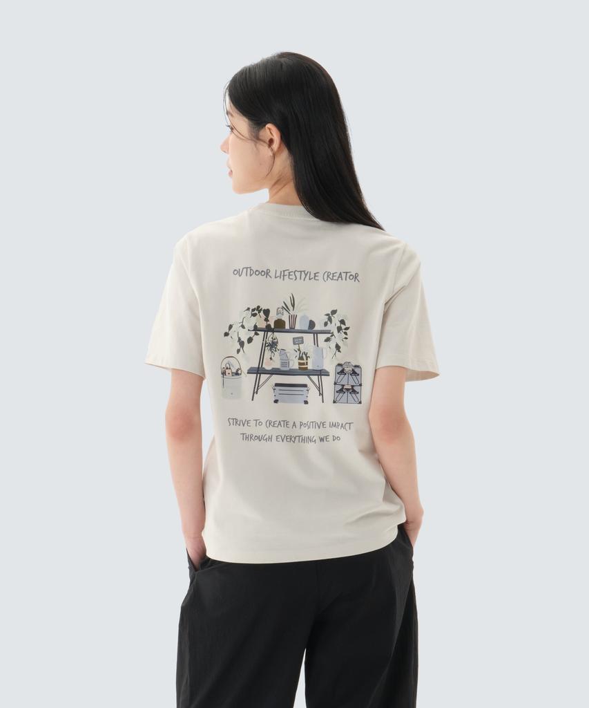 SNOWPEAK APPAREL Cotton Botanic Graphic Short Sleeve T-Shirt (S26Mufts60) Light Beige