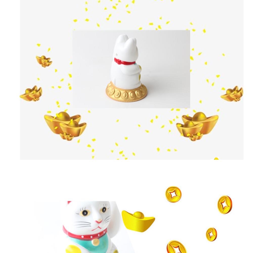 Solar Waving Lucky Cat Ornament Chinese Lucky Cat Decor Electric Waving Lucky Cat Vehicle-Mounted Home Ornament