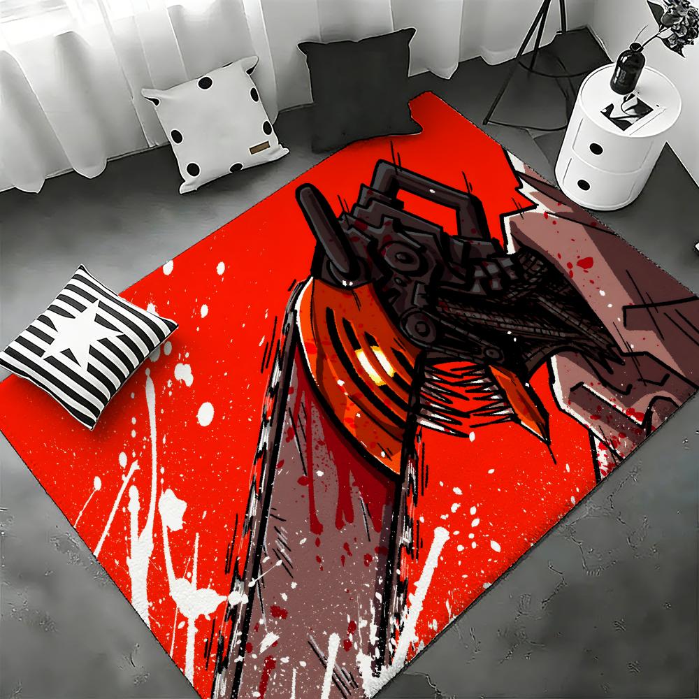 C-Chainsaw Man Floor Mat Bedroom Living Room Flannel Door Mat Non-Slip Home Decor