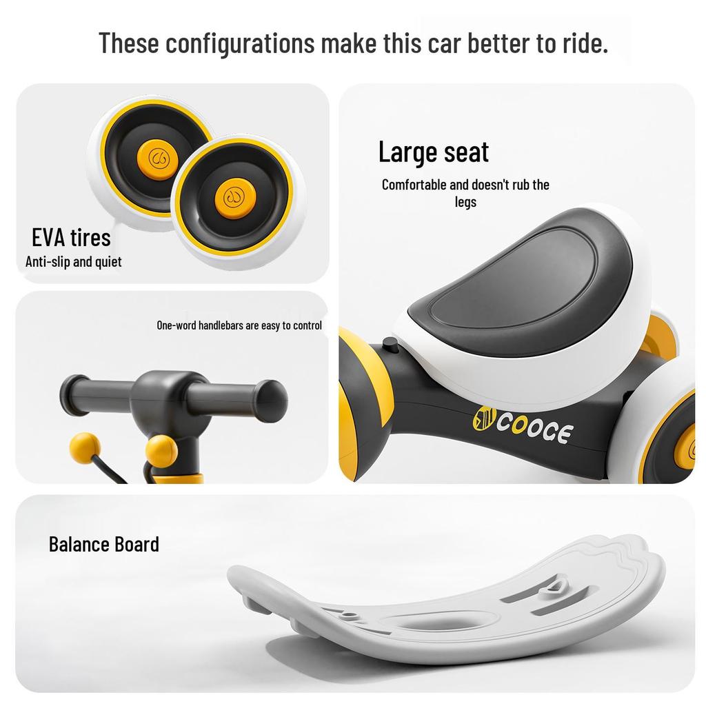 Children's 4-Wheel Balance Bike & Walker for Ages 1-6: Anti-Rollover Toddler Ride-On Toy