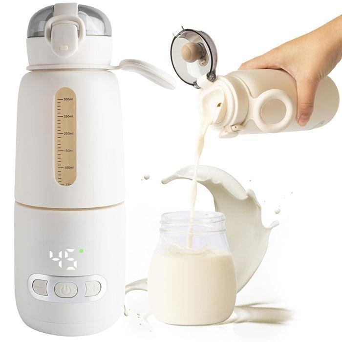 Chauffe Biberon Nomade Portable,Pièce verre amovible,Coque alimentaire,Protection surchauffe,Réservoir acier 316