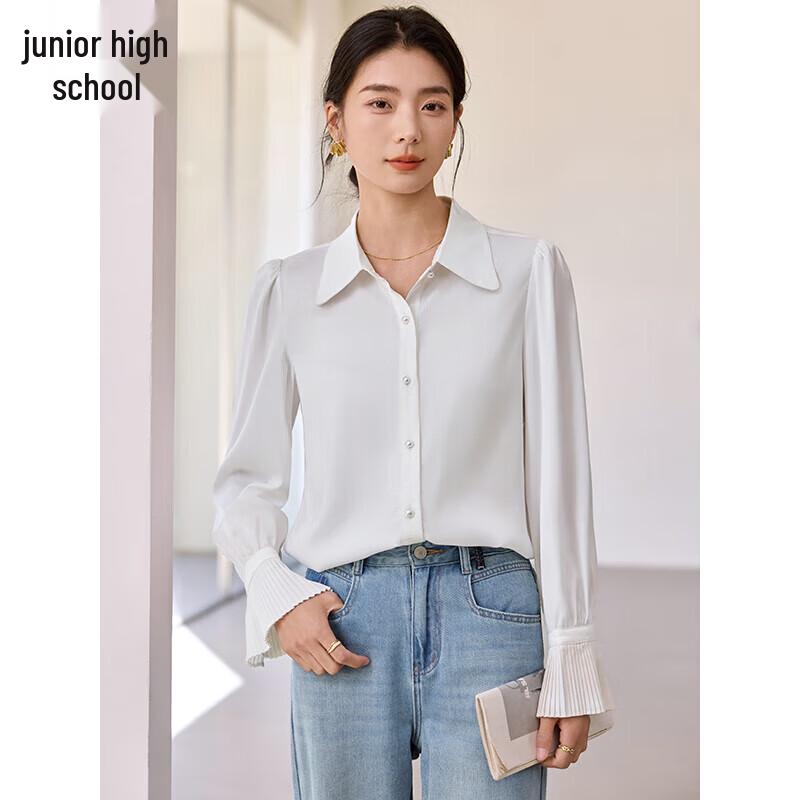 Women s Elegant Pearl Button Long Sleeve Blouse M