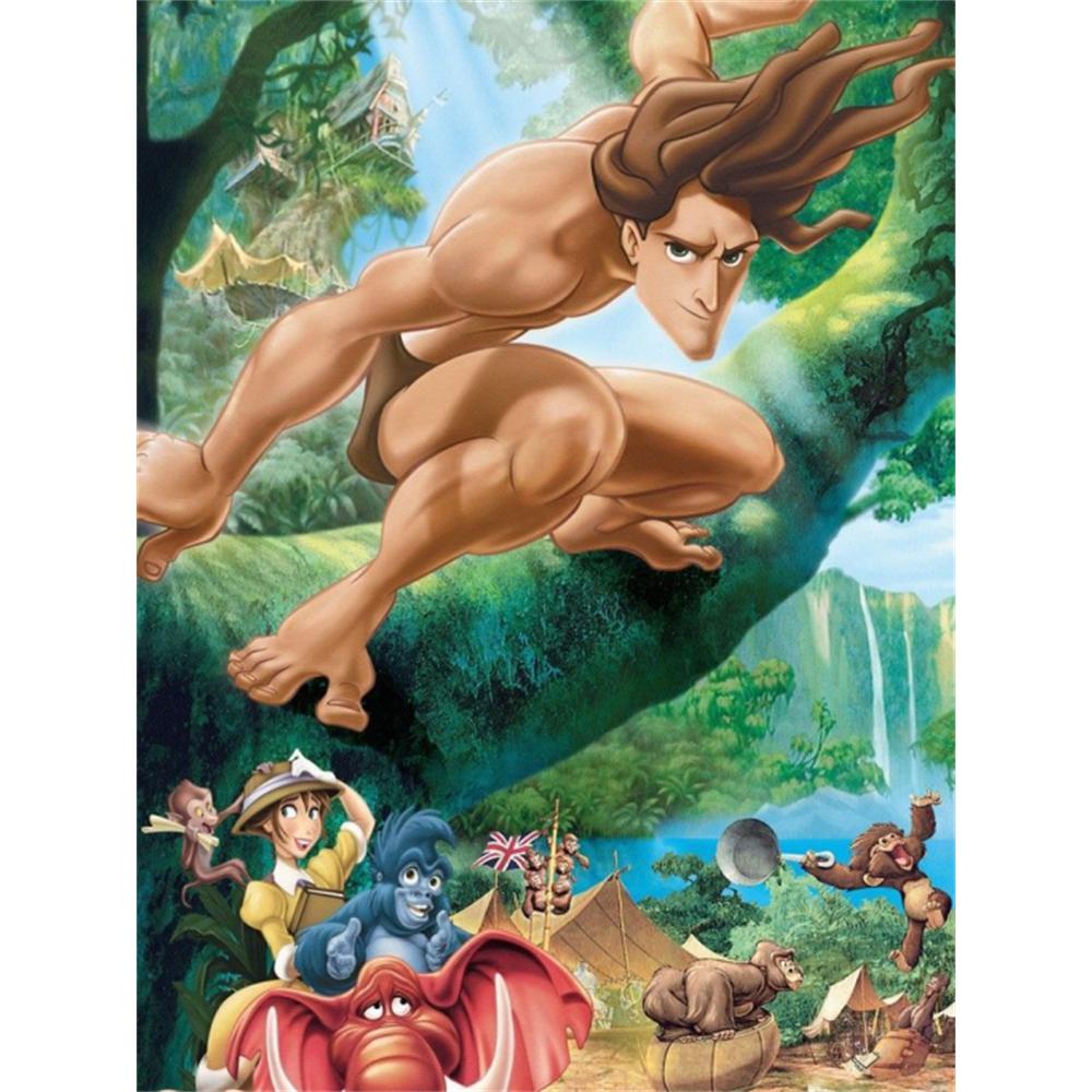 

Disney 5D DIY Diamond Painting Tarzan Illustration Embroidery Mosaic Cross Stitch Home Decor, Gift Craft Round 20x30cm