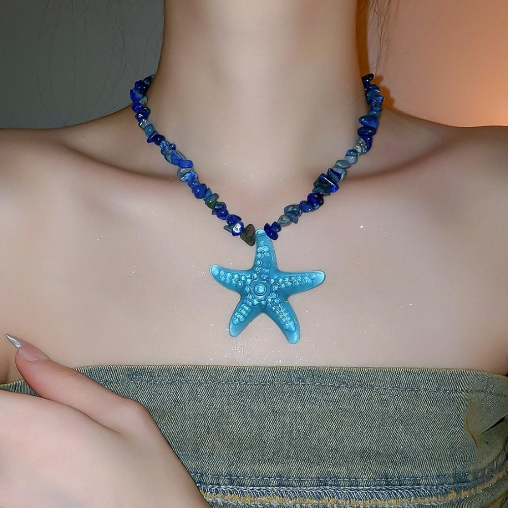 Y2K Accessories Starfish Clavicle Chain Pendant Beach Choker Starfish Necklace  Summer Party