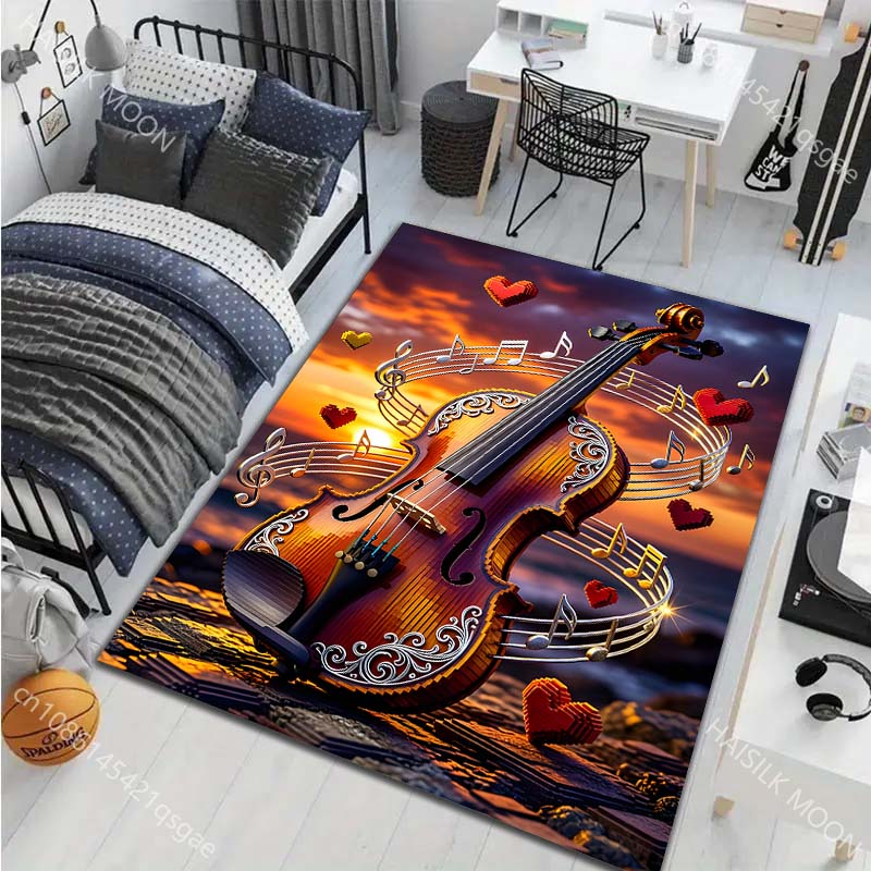 1PC Dream Violin Print Carpet for Living Room Bedroom Sofa Home Decor Rus Non-slip Floor Mat Luxury Gift Multiple Sizes