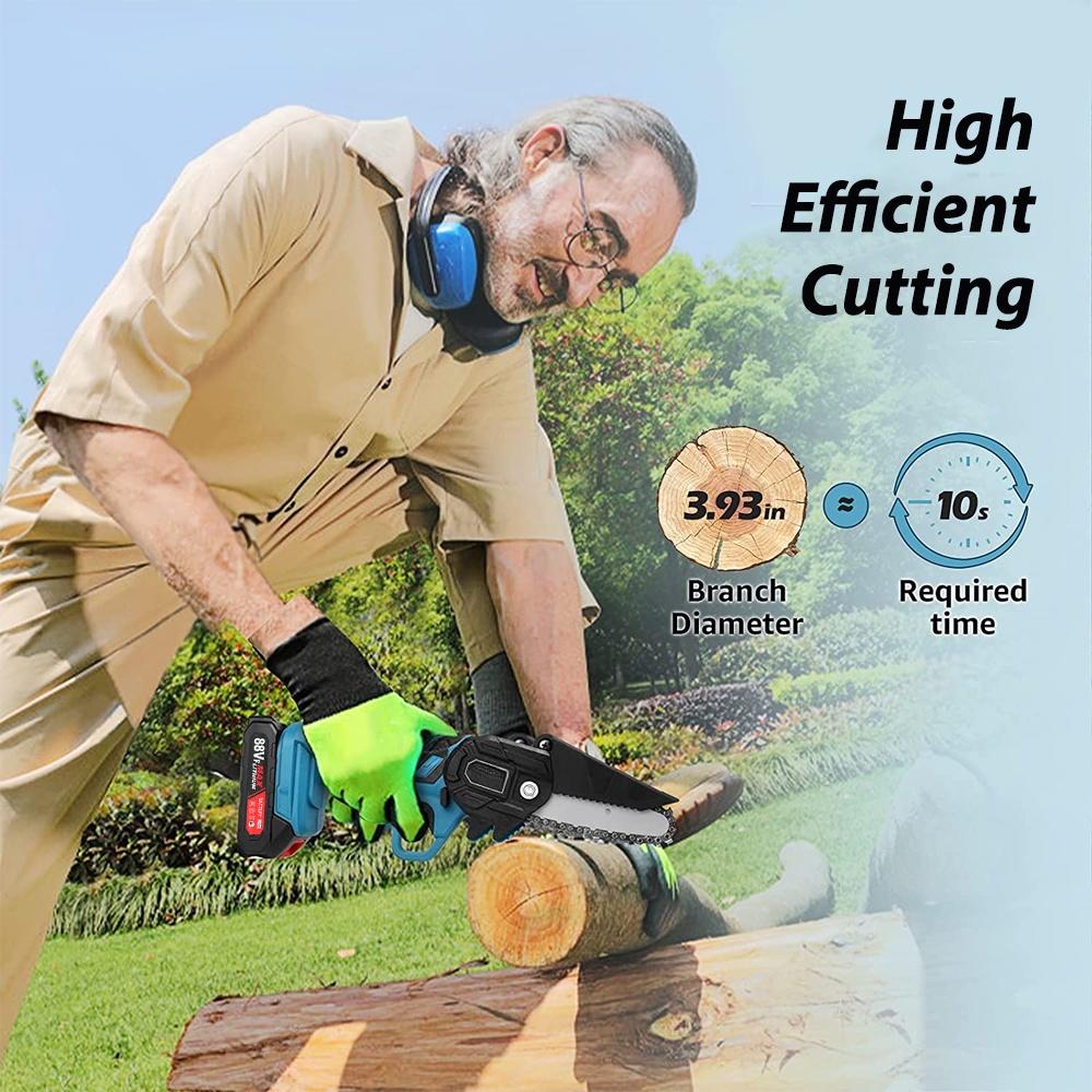 6 Inches Mini Electric Saw 88VF Chain Garden Tree Recording Saw Woodworking Tool Wood Cutter for 18V Battery 3000w