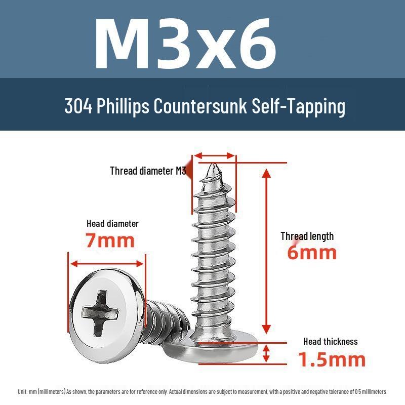 

Yigu Stainless Steel Phillips Countersunk Self-Tapping Screws M3-M8 Flat/Thin Head Hex Socket for Furniture