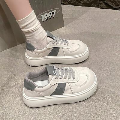 Spring New Thick-soled Little White Shoes Women's Light and Versatile Sports and Leisure Heightening Big Head Lightweight Board Shoes