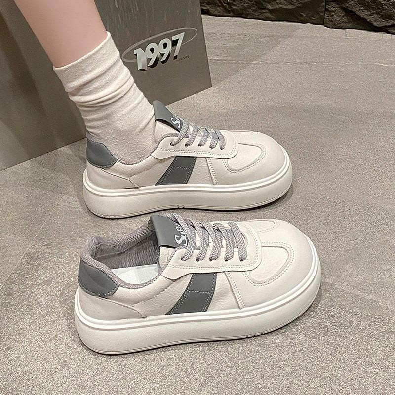 Spring new thick-soled little white shoes women's light and versatile sports and leisure heightening big head lightweight board shoes