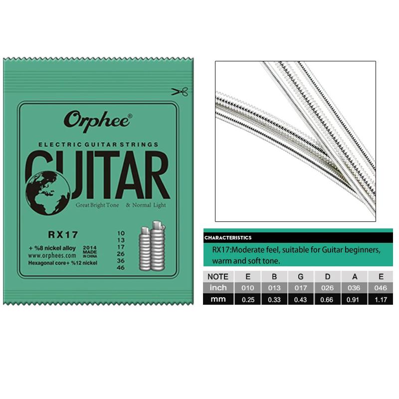 

Orphee RX Guitar Strings 6 Stings Medium Carbon Steel Hexagonal Core Austenitic Alloy Wound Guitarra Electric Guitar Accessory