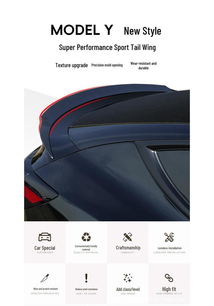Compatible Rear Spoiler Wing for 2025 Tesla Model Y - Performance Modification