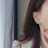 Cute Cat's Eye Stone Ear Stud Simple Friendship Earrings Four-leaf Clover Earrings  Women
