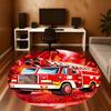 1PC Firetruck Lightning Round Chair Mat Area Rug - Non-Slip, Floor Mat for Office, Bedroom, and Indoor Decor -Gift D1127203